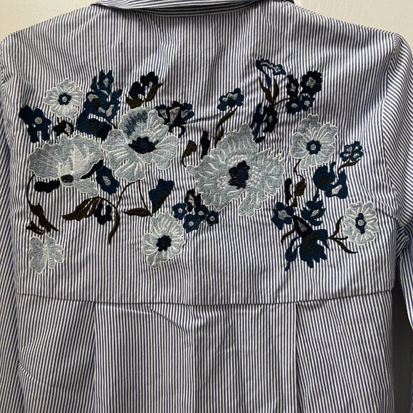 Zara Embroidered Striped Collar Shirt - Picture 5 of 5